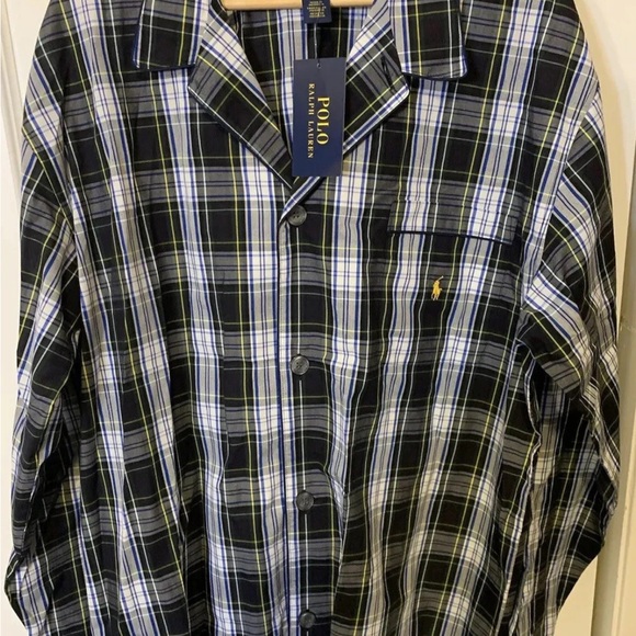 Polo Ralph Lauren Other - Polo by Ralph Lauren Men's Sz L Navy and White Plaid Shirt sleepwear pajama top